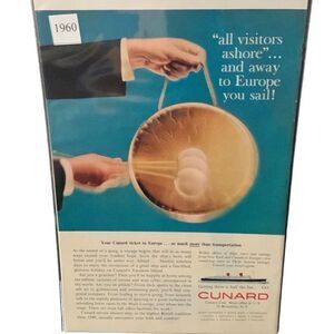 Vintage 1960 Cunard Cruise All Visitors Ashore Ad Advertisement